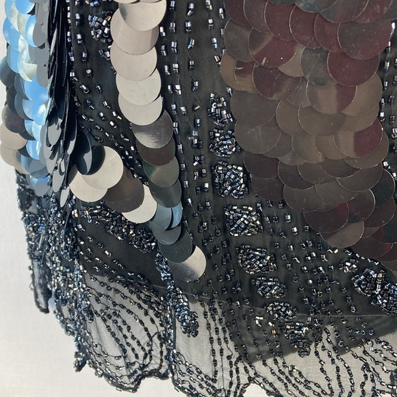 Swee Lo black silk dress top with sequins and beading - Picture 8 of 10